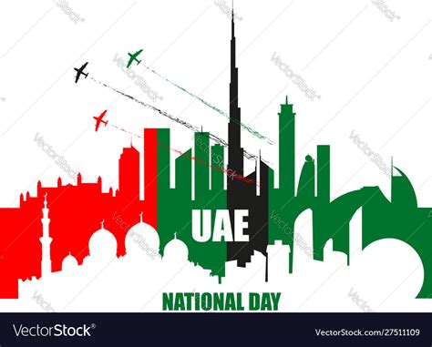 Uae national day poster with landmarks Royalty Free Vector