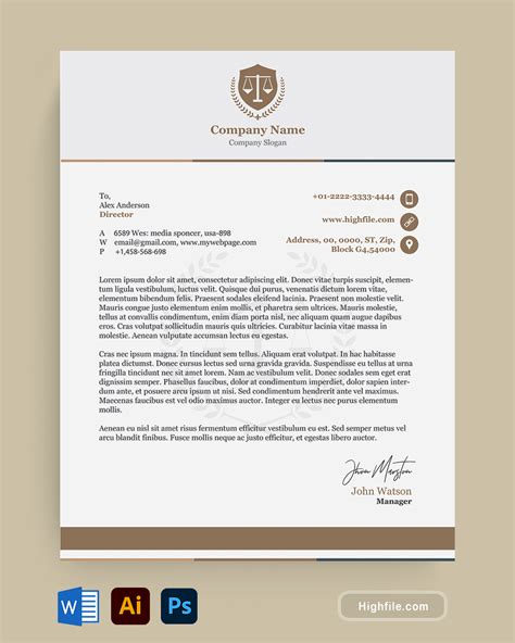 Free Legal Letterhead Template Word Illustrator Photoshop Highfile