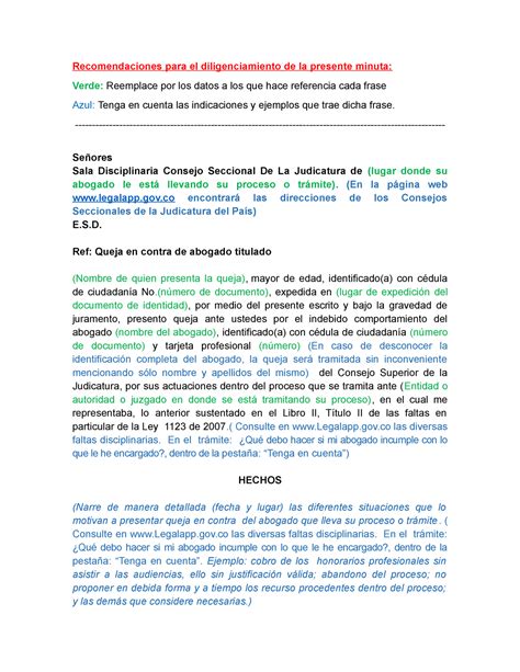 Min Queja Abogados Recomendaciones Para El Diligenciamiento De