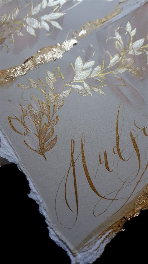 Custom Gold Foil Invitations with Luxurious Tarnished Gold Details