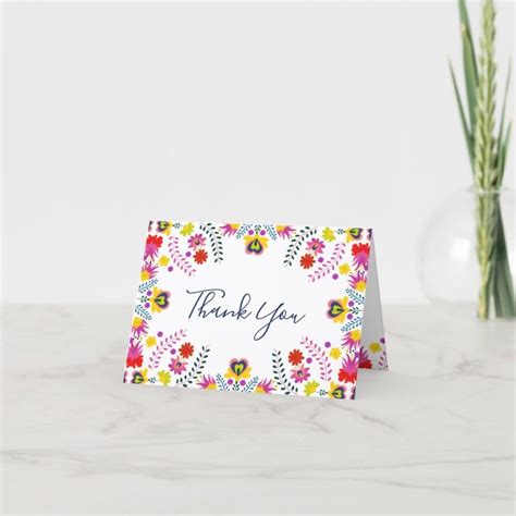 Mexican Fiesta Party Floral Thank You Card Zazzle