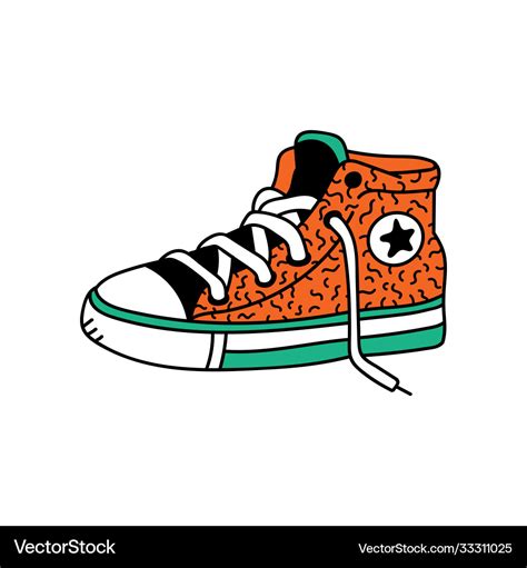 Retro sneaker shoe drawing isolated on white Vector Image