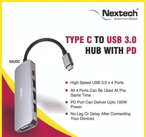 Nextech Type C To Usb Hub With Pd Number Of Ports Pins In