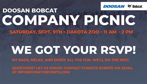 Bobcat Doosan Company Picnic RSVP Confirmation Funatix Events