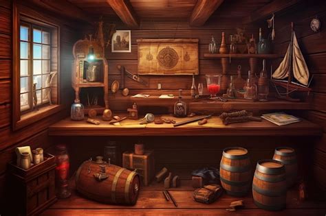 Premium AI Image | Pirate ship cabin Ai art