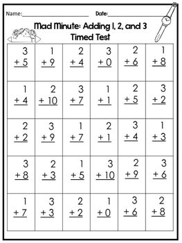 Free Printable Timed Addition Math Sheets