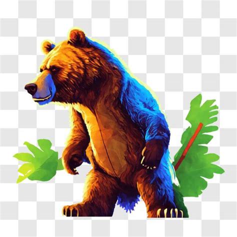 Download Brown Bear Protecting Itself On Green Leaves Png Online