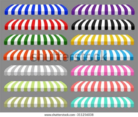 Detailed Illustration Set Striped Awnings Stock Vector Royalty Free