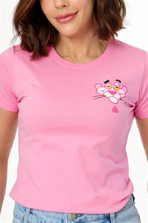 T Shirt Pantera Cor De Rosa Rosto No Bolso Rosa Bebe Atacado Tshirt