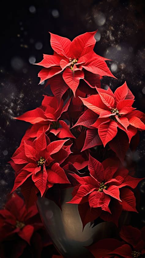 A Mobile Wallpaper Of Poinsettias In A Pot