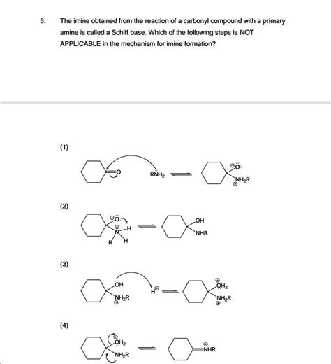 Solved 5 The Imine Obtained From The Reaction Of A Carbonyl Compound