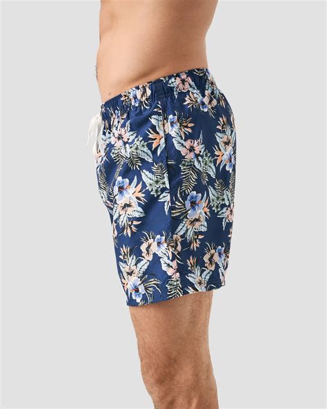 Navy Floral Print Swim Shorts Eton