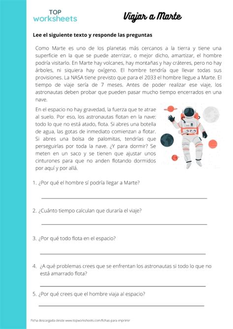 Viajar A Marte Ficha Para Imprimir TopWorksheets