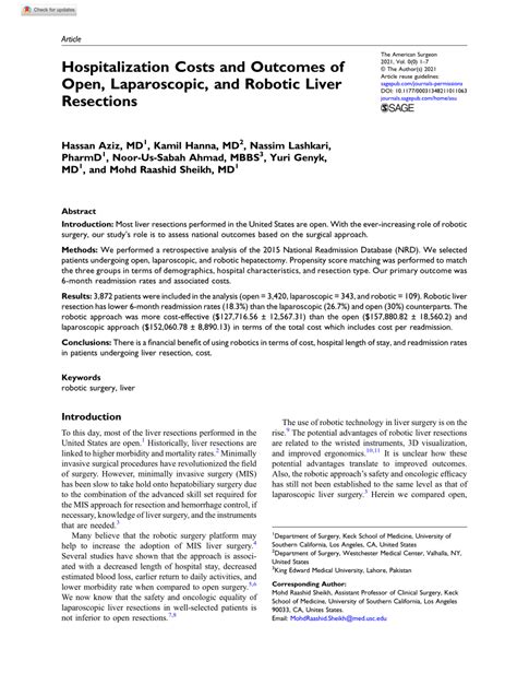 Pdf Hospitalization Costs And Outcomes Of Open Laparoscopic And