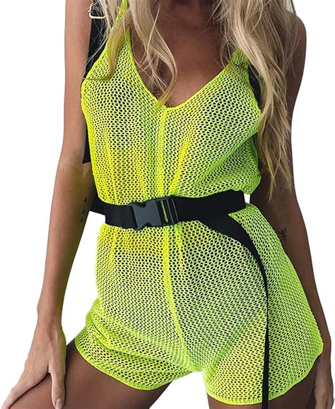 Velius Women S Sexy V Neck See Through Fishnet Mesh Bikini Cover Up