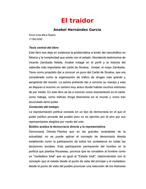 El Traidor Libro El Traidor Anabel Hern Ndez Garc A Romo Avila Maria