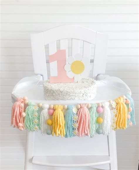 Boho Daisy Birthday High Chair Yarn Tassel Banner High Chair Etsy