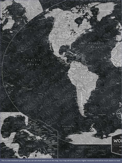 World Travel Map Pin Board With Push Pins Modern Slate — Conquest Maps Llc