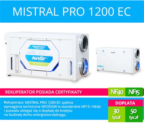 Rekuperator Mistral Pro 1200 EC spełnia wymagania dla domów pasywnych