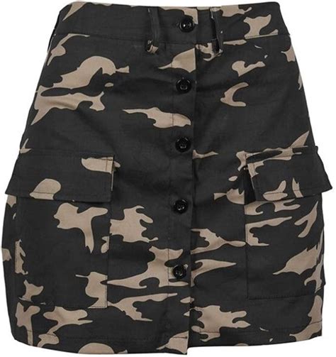 Women Camo Mini Denim Skirt With High Waist Classic Streetwear Shirt A Line Skirts Summer Cotton