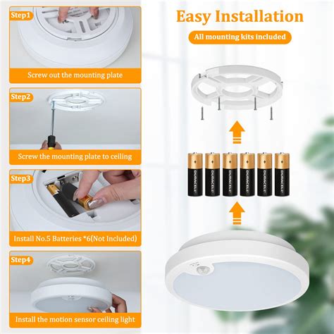 Snapklik Pack Battery Operated Motion Sensor Led Ceiling Lights