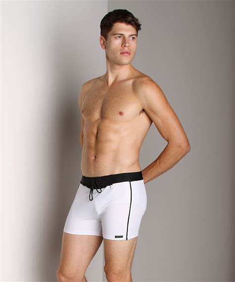 Sauvage Retro Nylon Lycra Swim Short White 252wht Free Shipping At Lasc