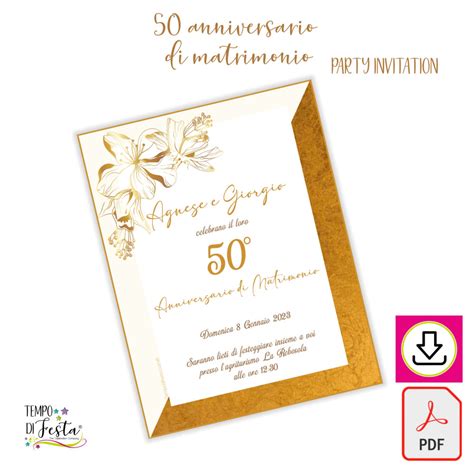 50th Wedding Anniversary Digital Invitations To Print Tempodifesta