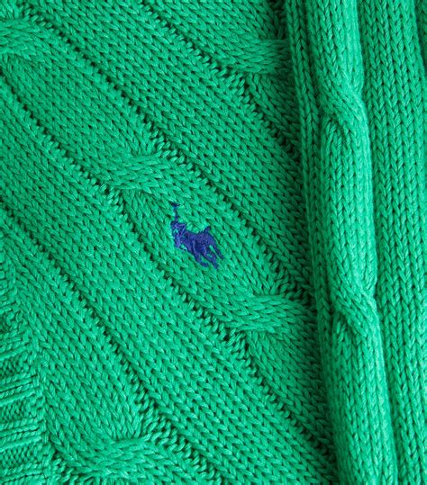 Womens Polo Ralph Lauren Green V Neck Cable Knit Sweater Harrods Us