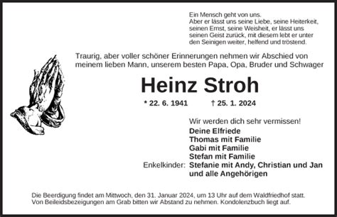 Traueranzeigen Von Heinz Stroh Trauer Flz De