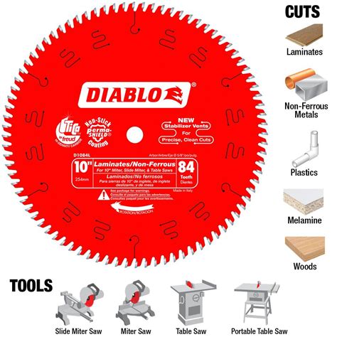 Diablo 10 in. x 84-Teeth Laminate/Non-Ferrous Metal Cutting Saw Blade ...