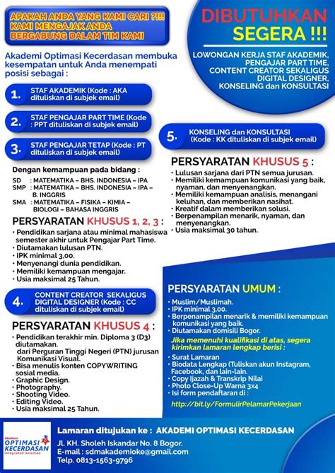 Lowongan Kerja Akademi Optimasi Kecerdasan Karir Bogor