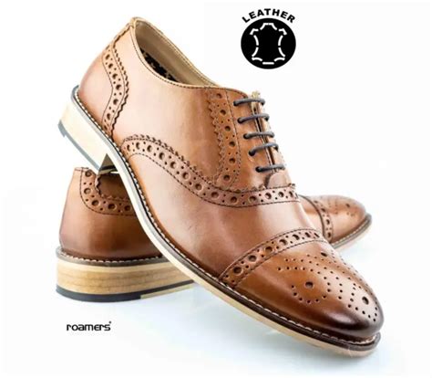 MENS LEATHER SMART Casual Office Work Lace Up Oxford Brogues Formal