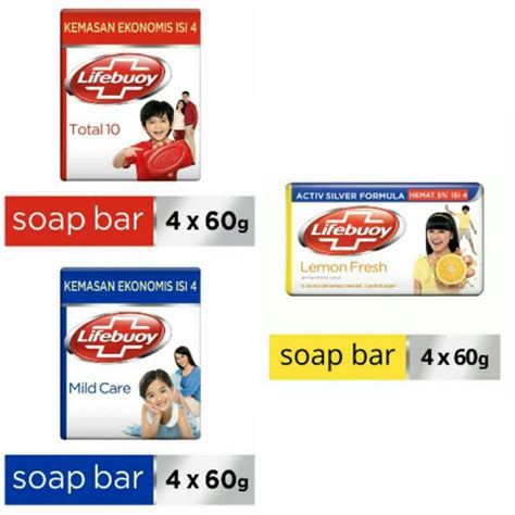 Lifebuoy Sabun Batang 60gr 1 Pack Isi 4 Pcs Varian Mild Care Lemon