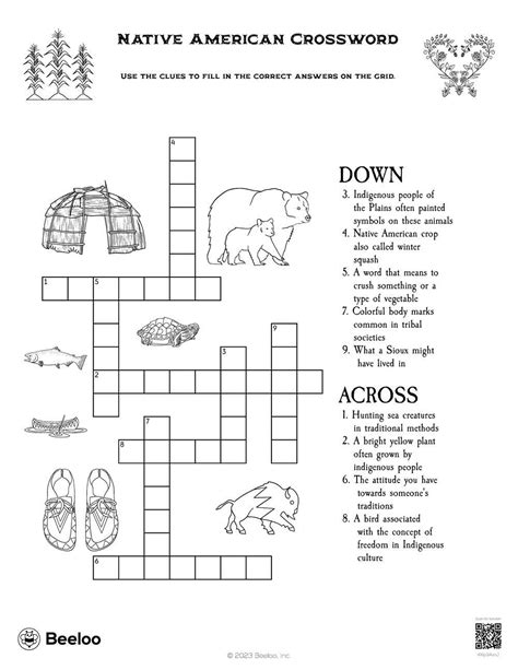 Indigenous People S Day Themed Crossword Puzzles Beeloo Printable