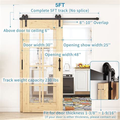 Zekoo Bypass Sliding Barn Door Hardware Kit Single Track Double