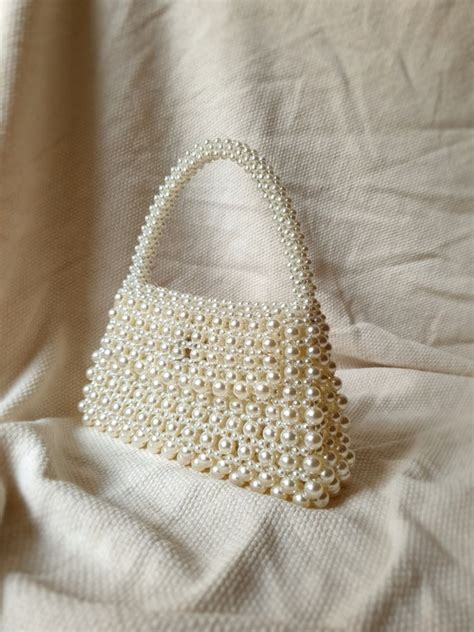 Pearl Beaded Bag Pearl Wedding Handbag Cream Beaded Bridal Etsy