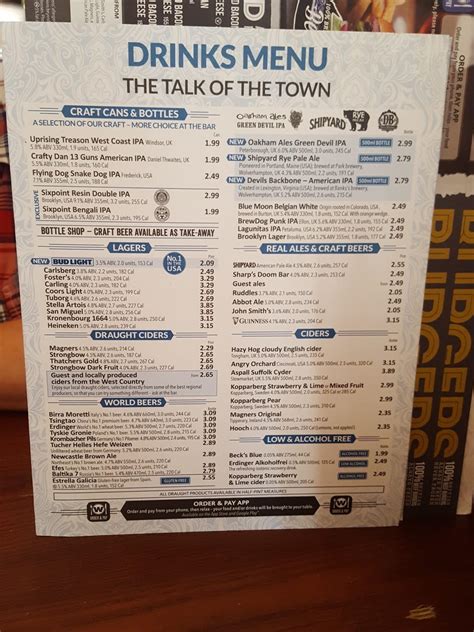 Menu at The Talk Of The Town - JD Wetherspoon pub & bar, Paignton