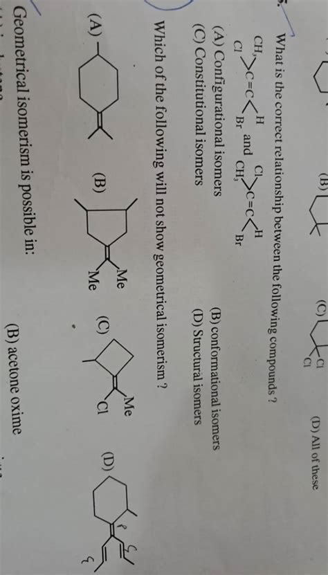 What Is The Correct Relationship Between The Following Compounds Cc Cl