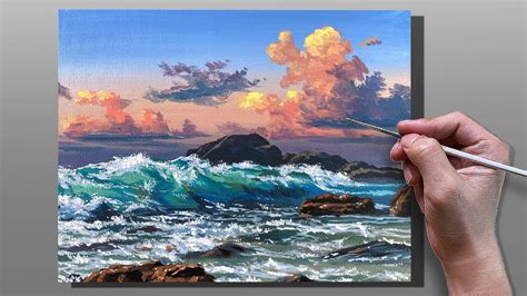 How To Paint Sunset Seascape Correa Art Youtube