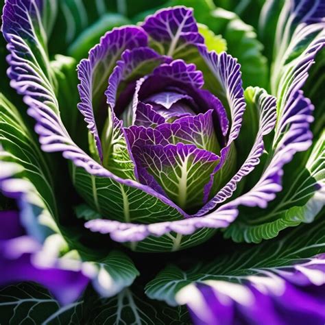 Premium Photo A Field Of Vibrant Cabbage Plants Painted With Rich