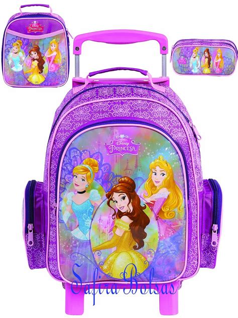 Kit Mochila Princesas Infantil Escolar Rodinha Dermewil M Mercado Livre