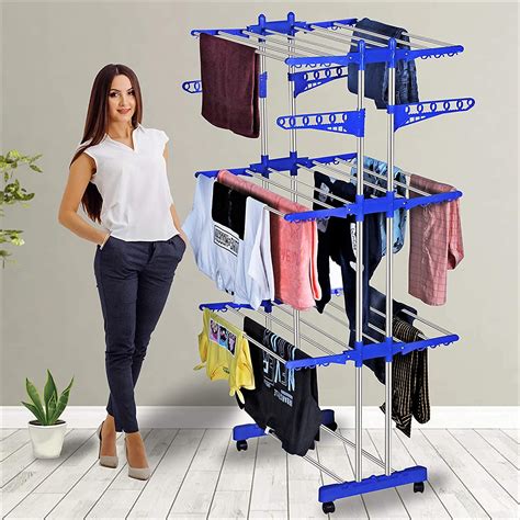 Buy Clefairy Clothes Drying Rack 3 Tier Rolling Collapsible Garment