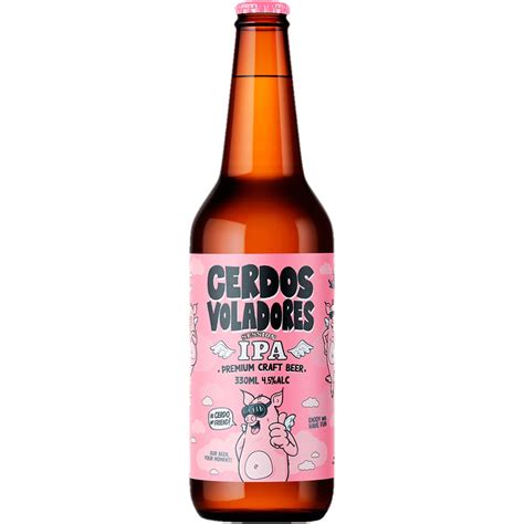 Cerdos Voladores cerveza rubia artesana de Cataluña tipo IPA botella 33