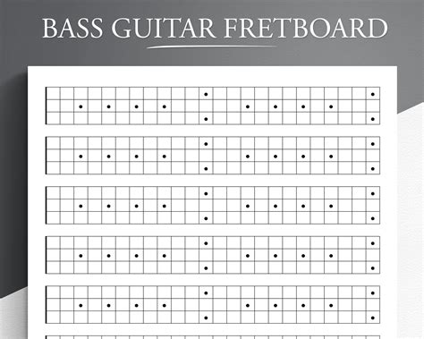 Printable Bass Guitar Neck Diagram Blank Bass Guitar Fretboard Blank