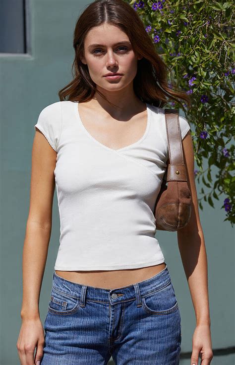 John Galt White Surplice Short Sleeve Top Pacsun