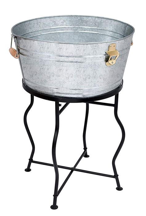 Birdrock Home Galvanized Beverage Tub With Stand Indoor And Outdoor