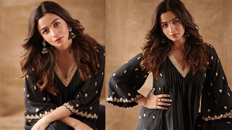 Alia Bhatt Makes Heads Turn In Embellished Black Kurta | See Pics