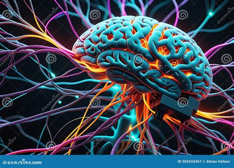 Neurons Firing Signals Across Neural Synapse Close Up Glial Cells Showing Synaptic Nerve