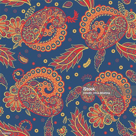 Seamless Paisley Pattern In Indian Batik Style Floral Vector Illustration Stock Illustration