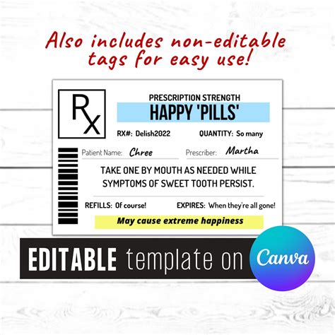 Printable Editable Prescription Label Template Fillable Form